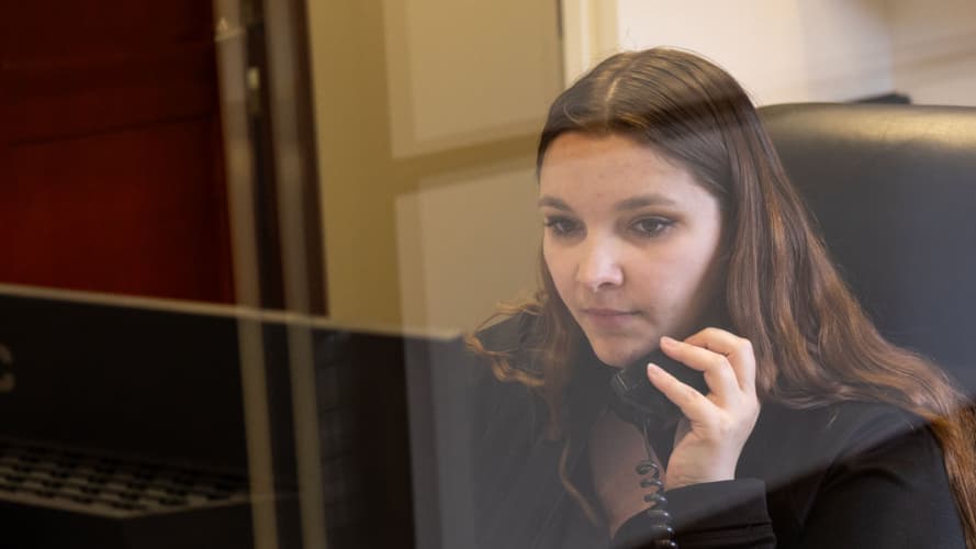 Dr. Iyengar's coordinator on the phone with a patient