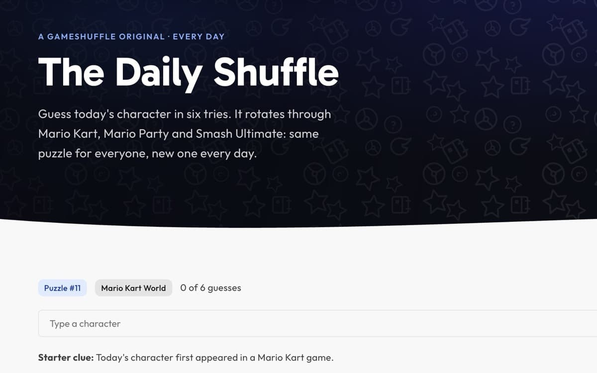The Daily Shuffle puzzle page